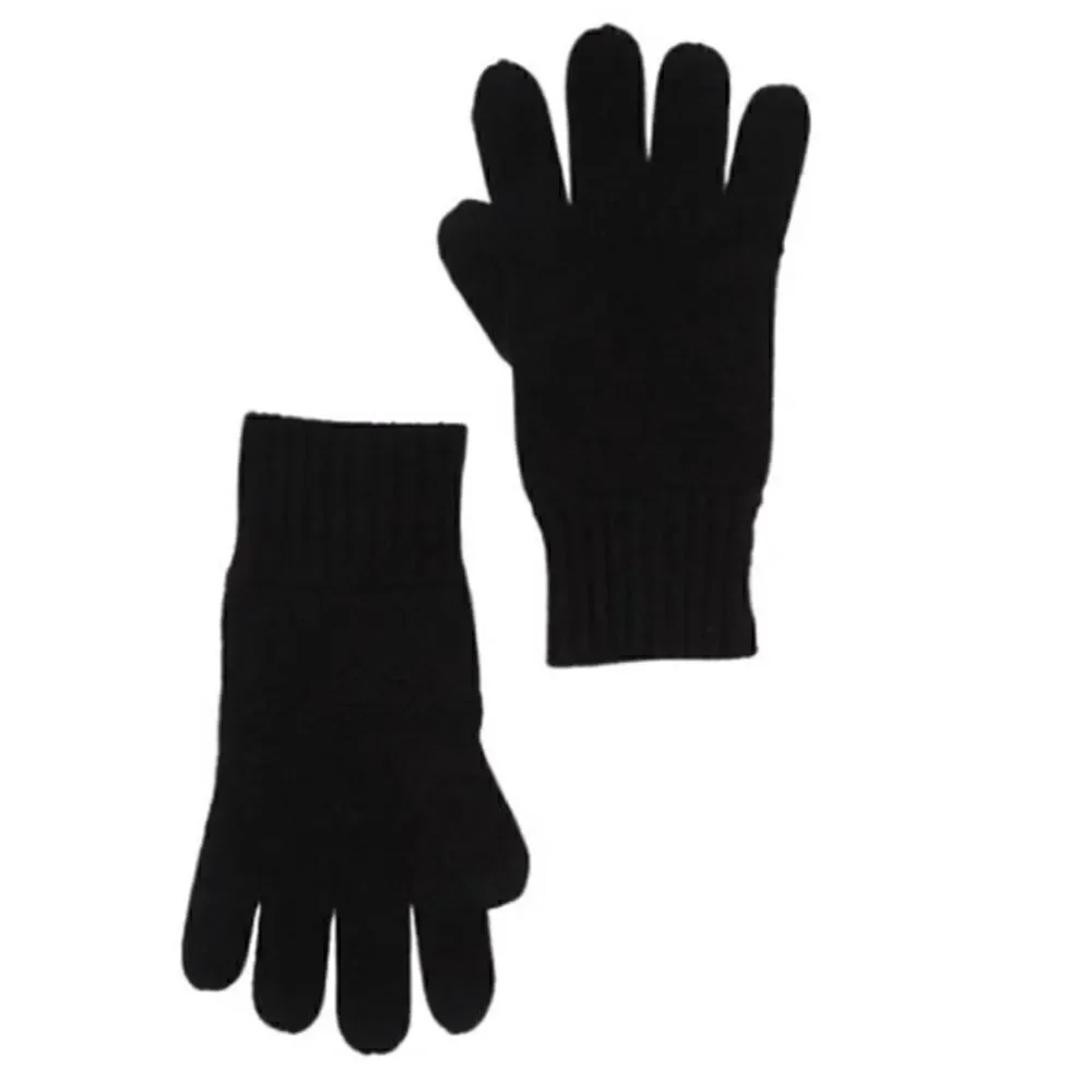 NWT STEWART OF SCOTLAND 100% Cashmere Knit Gloves  Black